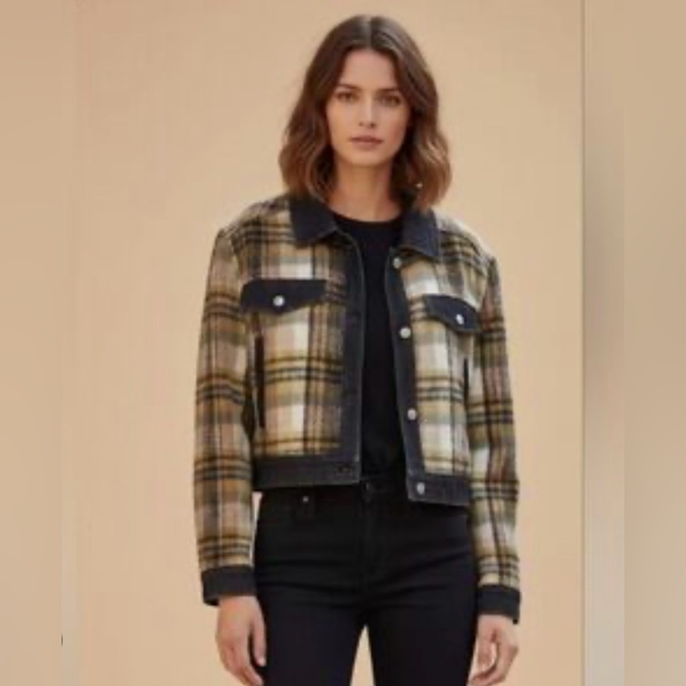 For The Republic Mixed Media Crop Jacket